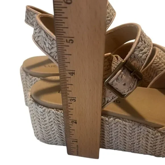 Lucky Brand Wagoo Woven Straw/Raffia Platform Buckle Sandals Size 7 - Picture 12 of 12